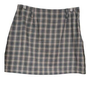 Limited America Plaid Mini Skirt 10 Blue Cream Cotton 90s Grunge Schoolgirl Mini